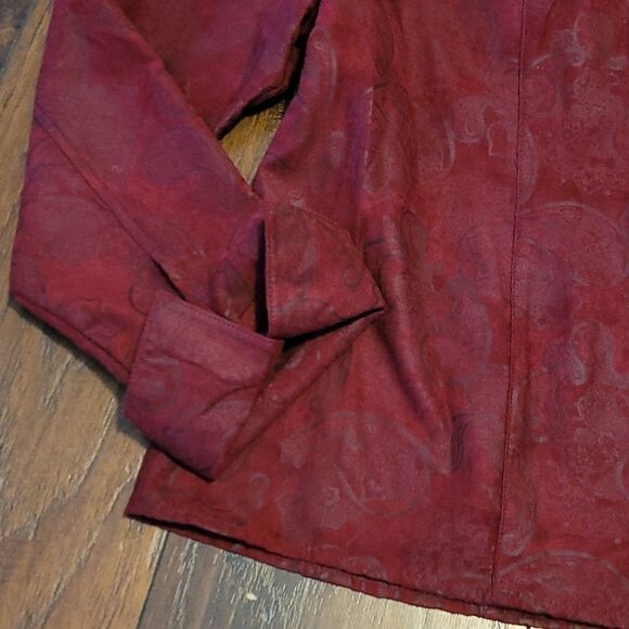 💙3 for $30💙 NWT Paisley Print Burgundy Zip Jacket Blazer - Picture 2 of 6